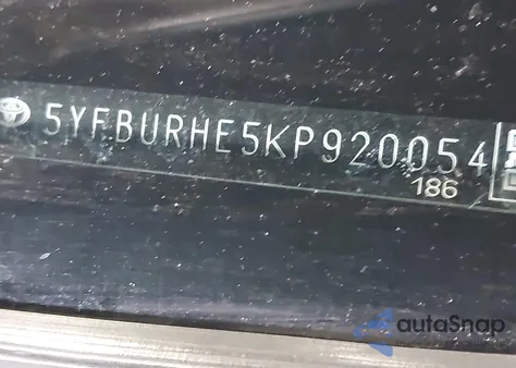 2019 Toyota Corolla Le z USA, uszkodzony, nr VIN 5YFBURHE5KP920054